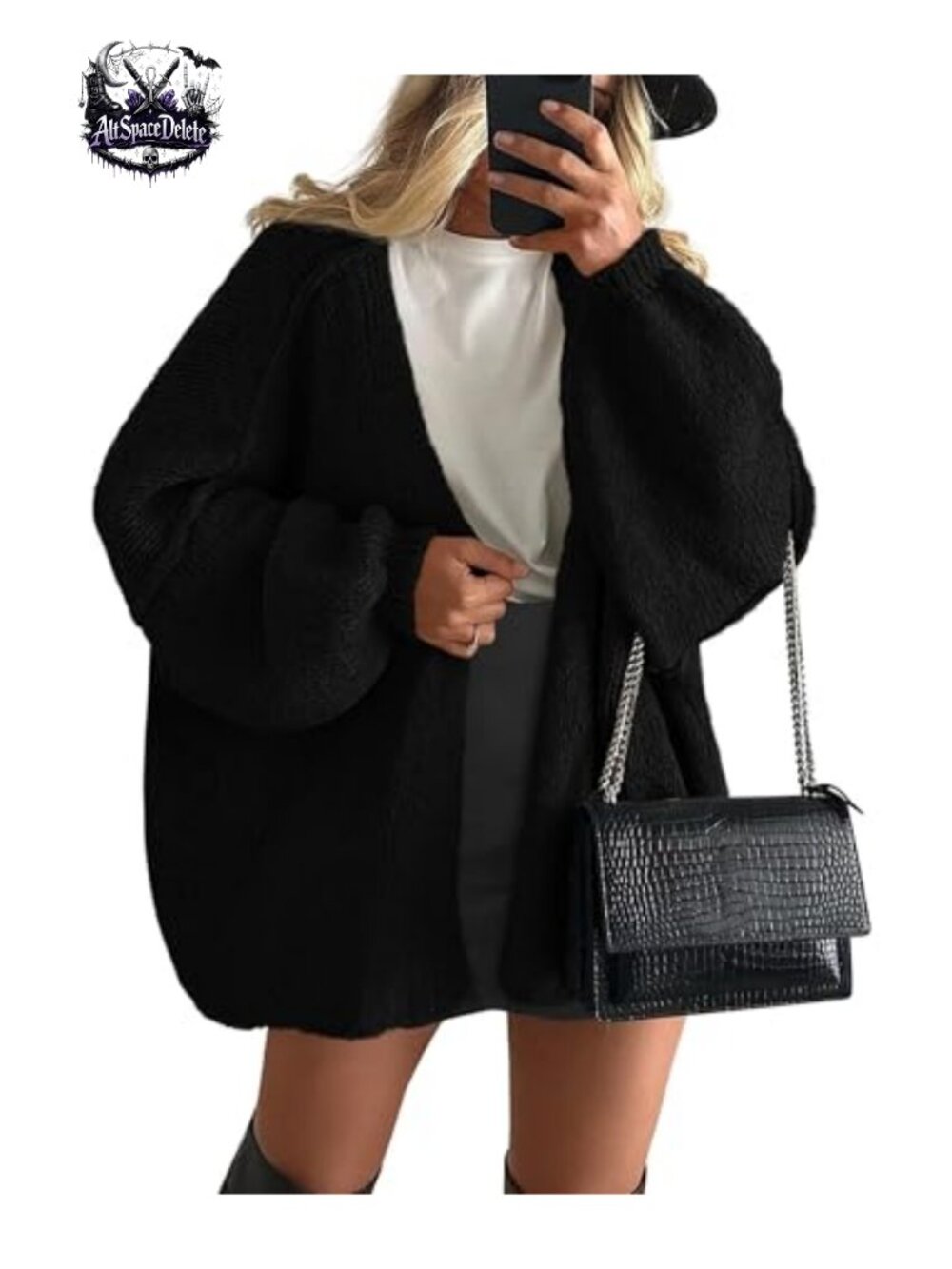 Oversized Open Front Cardigan Sweater Long Sleeve Knit Womens